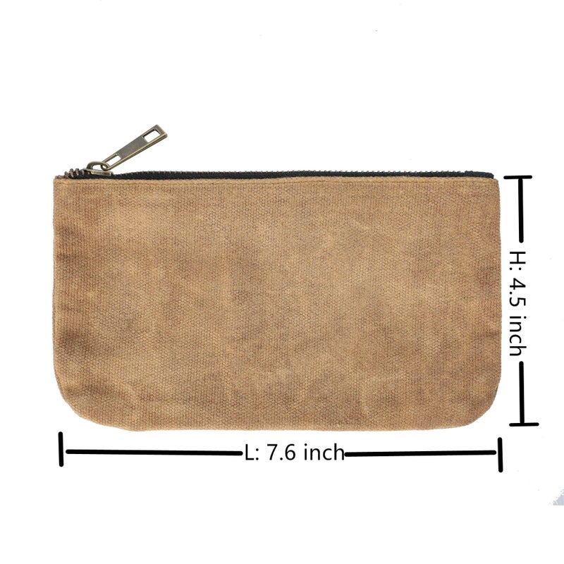 Denifiter Tool Pouch, Heavy Duty 16oz Waxed Canvas Metal Zipper Tool Bags, Water Resistant, Durable, 4pc Set (7.6x4.5 inches) - Image 2